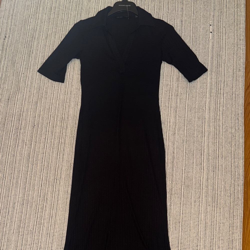 NWOT Colleen Lopez Black Midi Dress with Collar